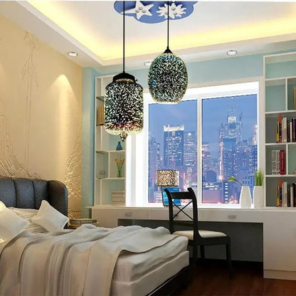 Modern blue & green starburst glass pendant light dining room
