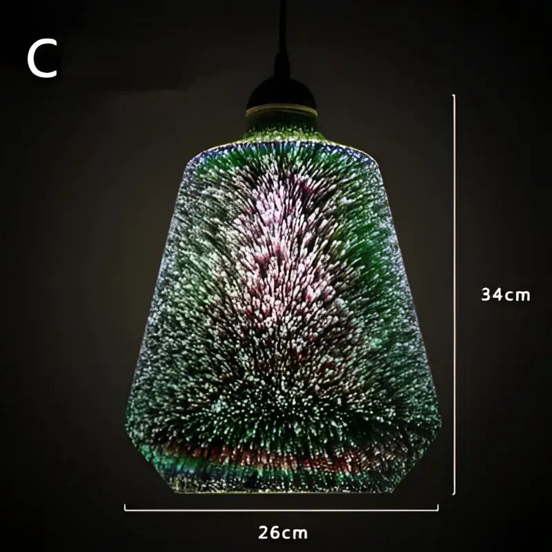 Modern blue & green starburst glass pendant light dining room