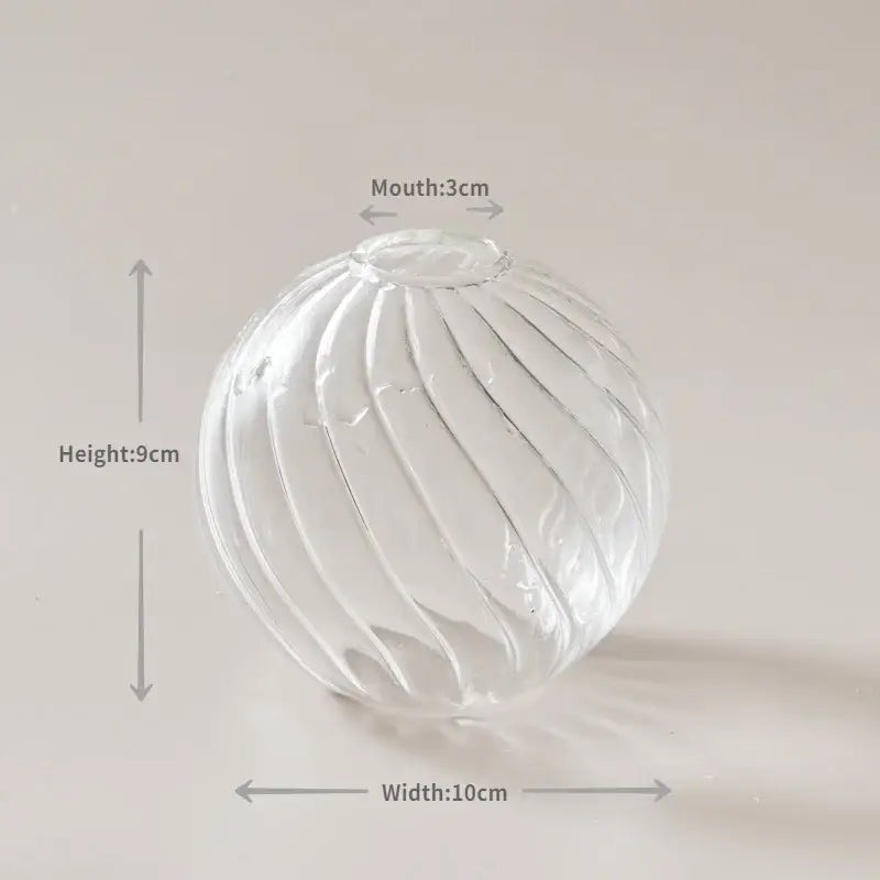 Modern nordic glass ribbed vase set living room decor