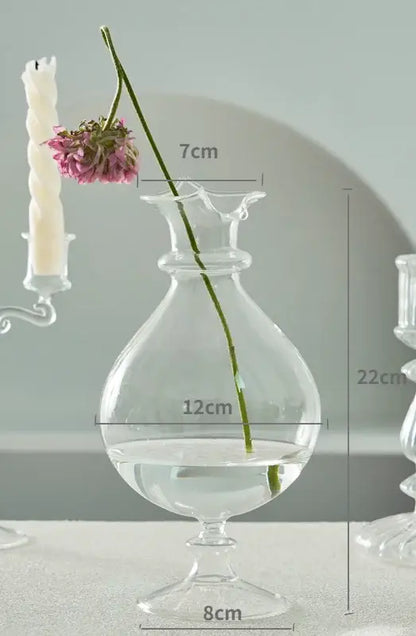 Modern nordic glass ribbed vase set living room decor