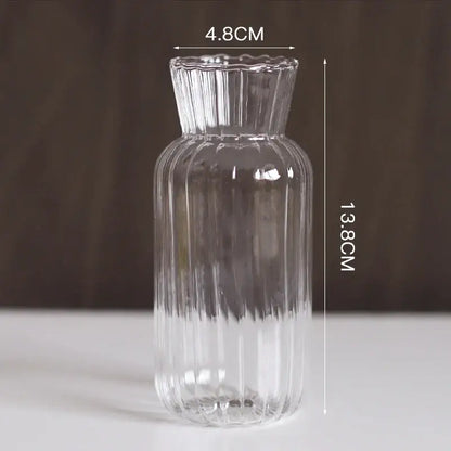 Modern nordic glass ribbed vase set living room decor