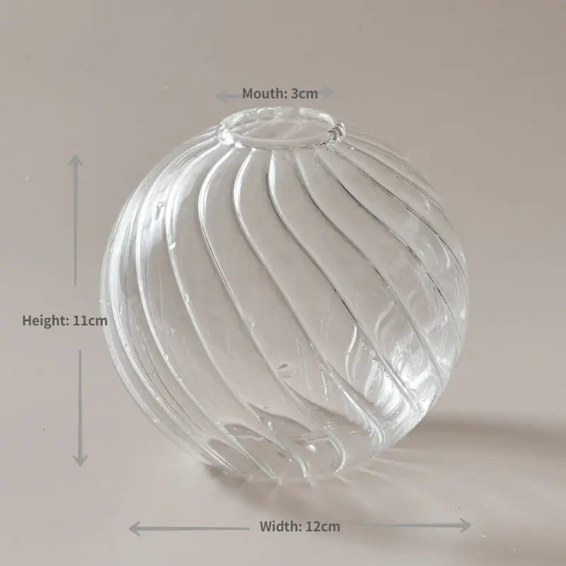Modern nordic glass ribbed vase set living room decor