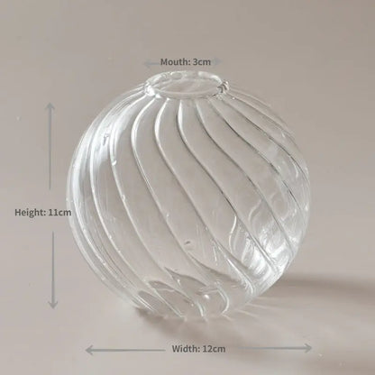 Modern nordic glass ribbed vase set living room decor