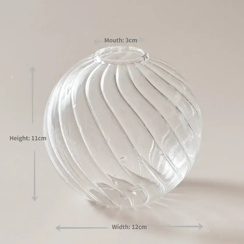 Modern nordic glass ribbed vase set living room decor