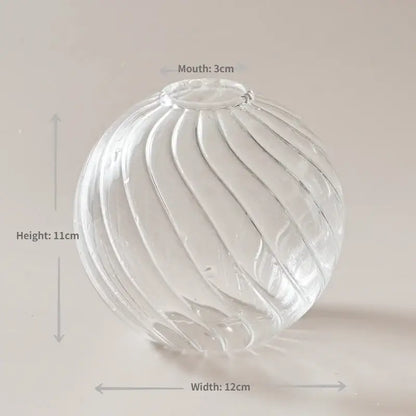Modern nordic glass ribbed vase set living room decor