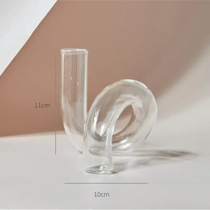 Modern nordic glass ribbed vase set living room decor