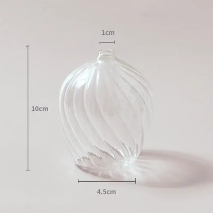 Modern nordic glass ribbed vase set living room decor