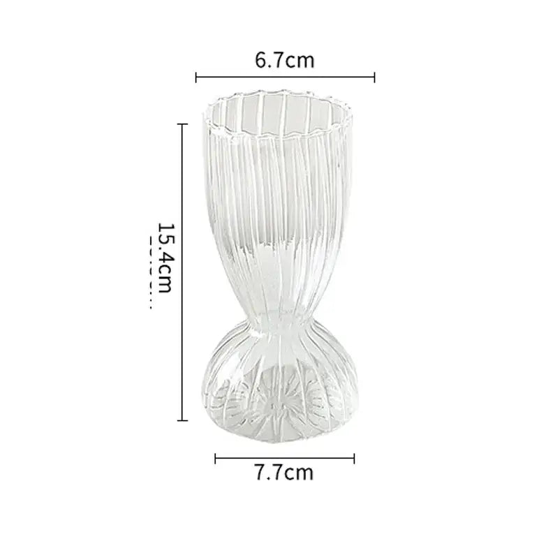 Modern nordic glass ribbed vase set living room decor