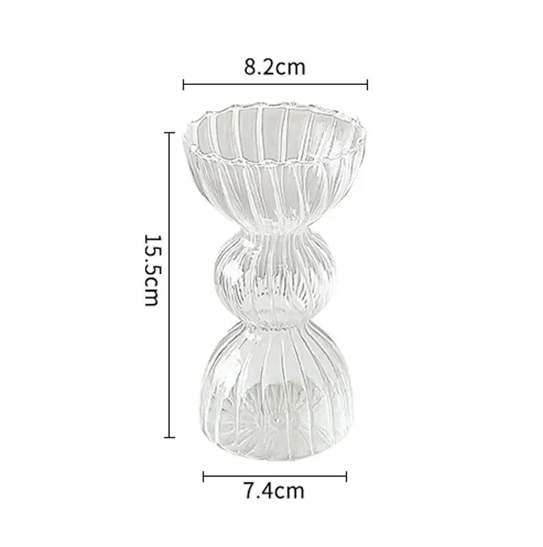Modern nordic glass ribbed vase set living room decor