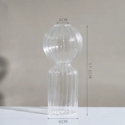 Modern nordic glass ribbed vase set living room decor