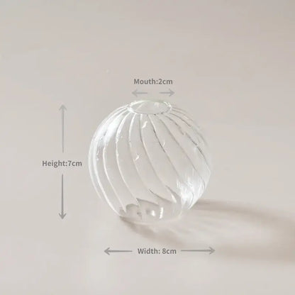 Modern nordic glass ribbed vase set living room decor