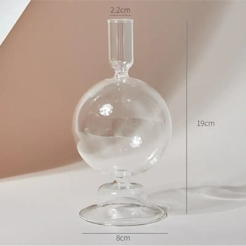 Modern nordic glass ribbed vase set living room decor