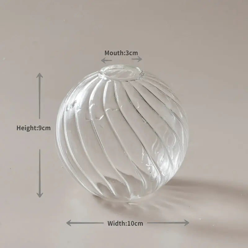 Modern nordic glass ribbed vase set living room decor