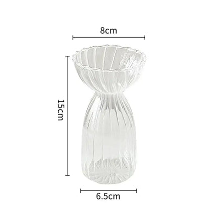 Modern nordic glass ribbed vase set living room decor