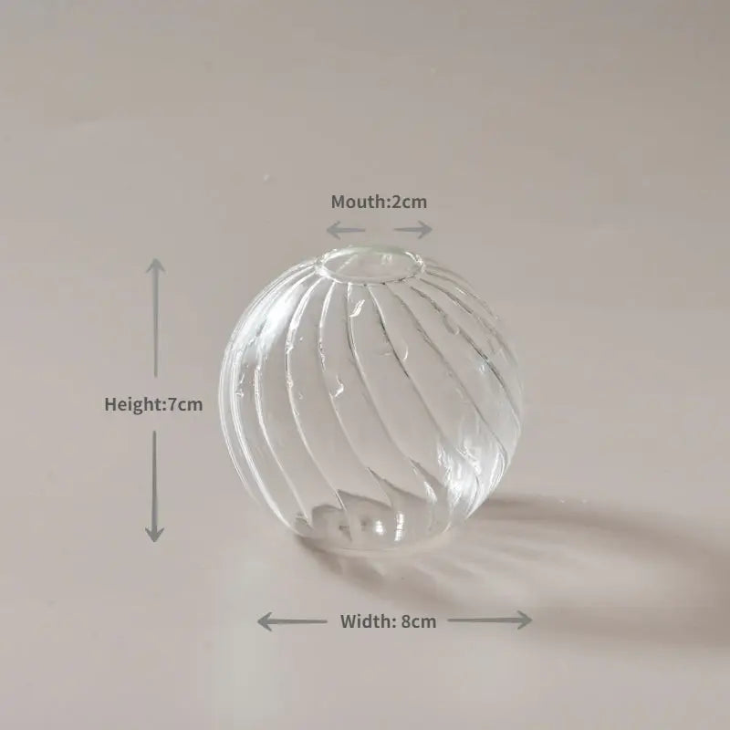 Modern nordic glass ribbed vase set living room decor