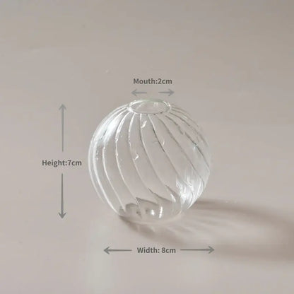 Modern nordic glass ribbed vase set living room decor