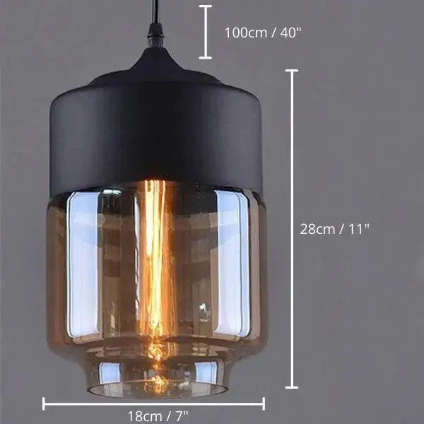 Modern nordic black metal and glass pendant light set kitchen