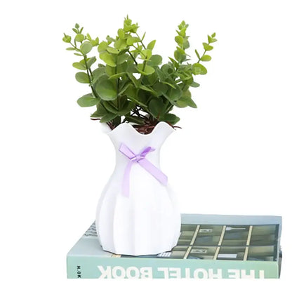 Modern ruffled pastel ceramic flower vase home decor living room