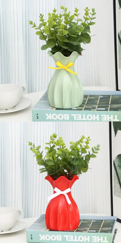 Modern ruffled pastel ceramic flower vase home decor living room