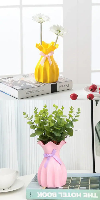 Modern ruffled pastel ceramic flower vase home decor living room