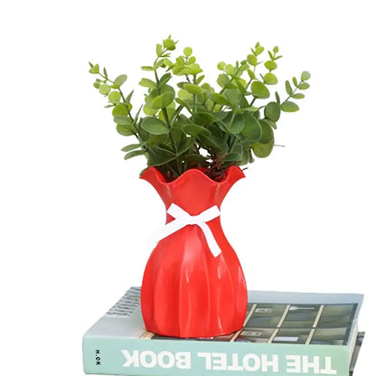 Modern ruffled pastel ceramic flower vase home decor living room