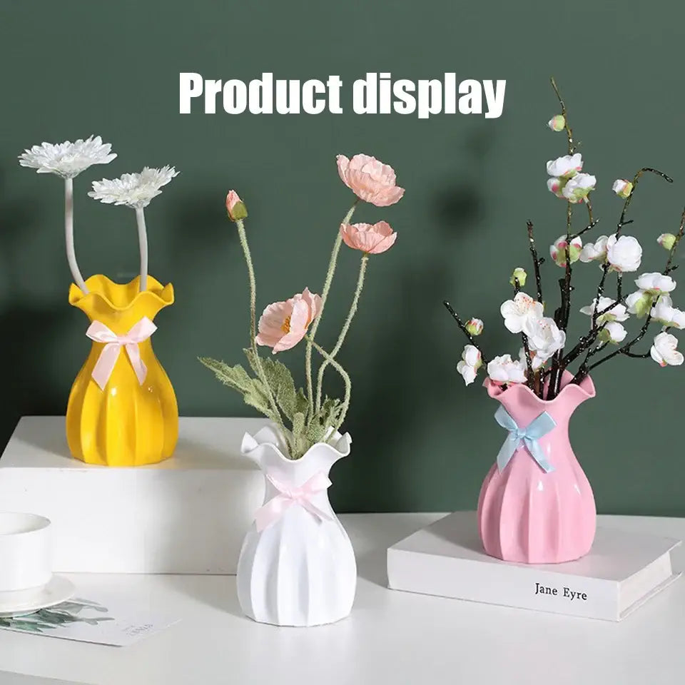 Modern ruffled pastel ceramic flower vase home decor living room