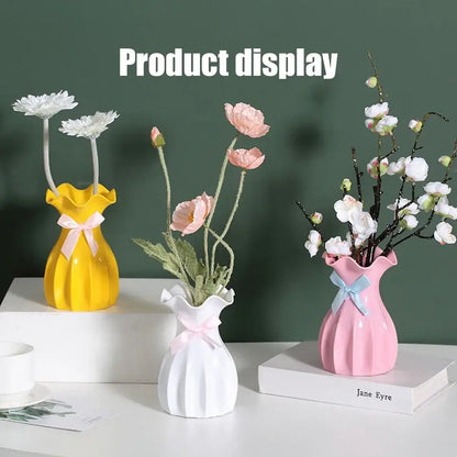 Modern ruffled pastel ceramic flower vase home decor living room