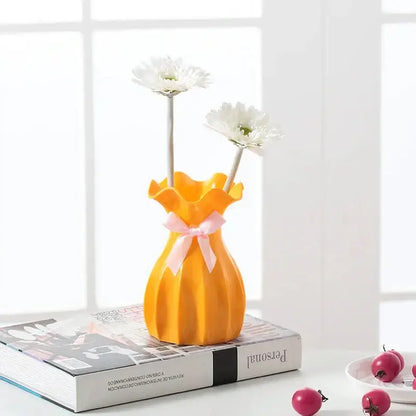 Modern ruffled pastel ceramic flower vase home decor living room