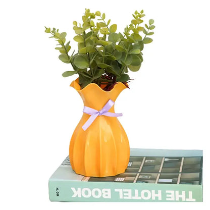 Modern ruffled pastel ceramic flower vase home decor living room