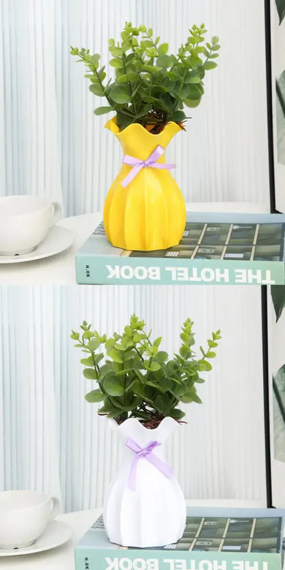 Modern ruffled pastel ceramic flower vase home decor living room