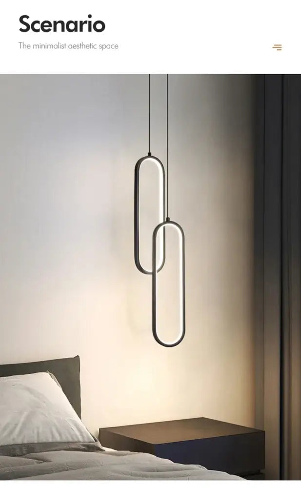 Modern black oval led pendant light dining room nordic pendant light