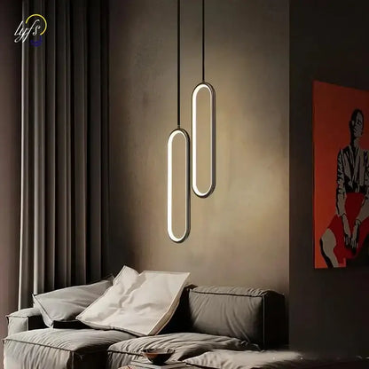 Modern black oval led pendant light dining room nordic pendant light