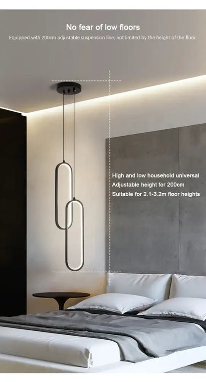Modern black oval led pendant light dining room nordic pendant light