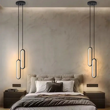 Modern black oval led pendant light dining room nordic pendant light
