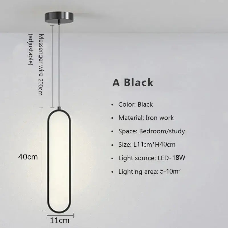 Modern black oval led pendant light dining room nordic pendant light