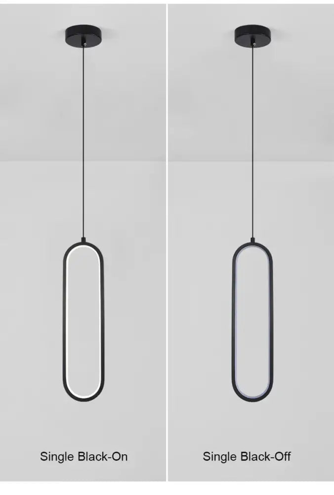Modern black oval led pendant light dining room nordic pendant light
