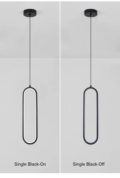 Modern black oval led pendant light dining room nordic pendant light