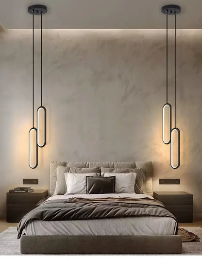 Modern black oval led pendant light dining room nordic pendant light