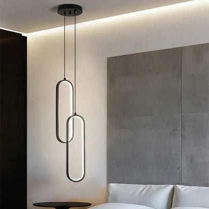 Modern black oval led pendant light dining room nordic pendant light