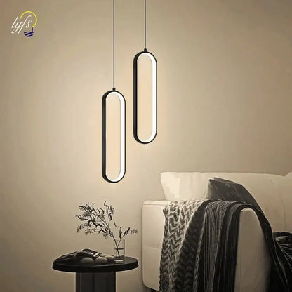 Modern black oval led pendant light dining room nordic pendant light