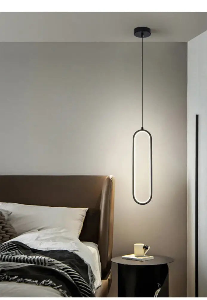 Modern black oval led pendant light dining room nordic pendant light