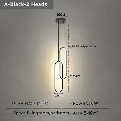 Modern black oval led pendant light dining room nordic pendant light