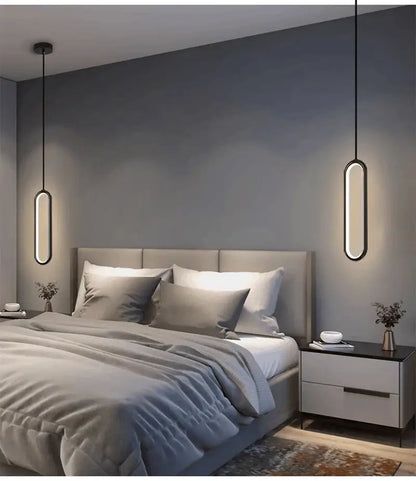 Modern black oval led pendant light dining room nordic pendant light