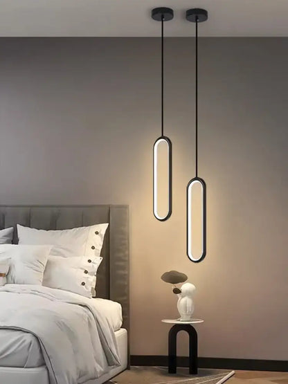 Modern black oval led pendant light dining room nordic pendant light