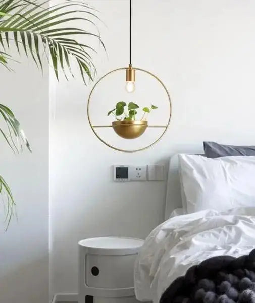 Modern nordic gold planter light dining room pendant