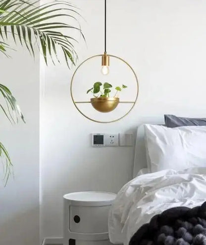 Modern nordic gold planter light dining room pendant