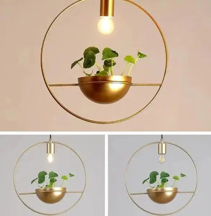 Modern nordic gold planter light dining room pendant