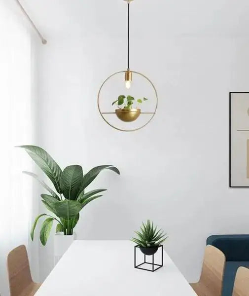 Modern nordic gold planter light dining room pendant