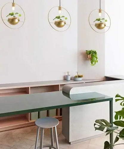 Modern nordic gold planter light dining room pendant