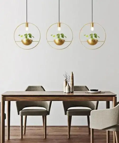 Modern nordic gold planter light dining room pendant